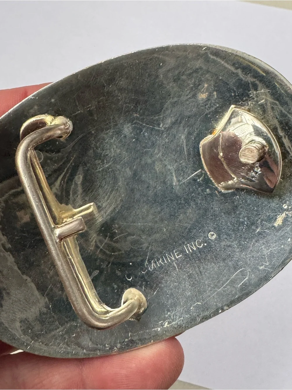Vintage Eagle Crumrine Western Cowboy Biker Silver Plated Belt Buckle MINTY